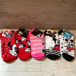 Disney Minnie & Micky Mouse No-Shows Sock Bundle